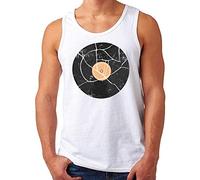 OM3® Vinyl Record Disc LP Tank Top Camiseta | Hombre | Classic Retro Audio DJ Music | S - 4XL, Blanco, L