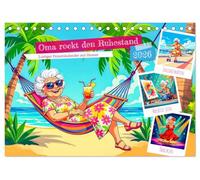 Oma rockt den Ruhestand - Lustiger Frauenkalender mit Humor (Tischkalender 2026 DIN A5 quer), CALVENDO Monatskalender: Humorvoller Kalender für Frauen ... Illustrationen rund um das Rentnerleben
