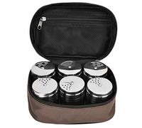 Omabeta 6 Tarros de Condimentos de Acero Inoxidable, Mini Salero y Pimentero con Boca Pequeña para Verter, Incluye Bolsa de Almacenamiento para Cocina, Camping, Barbacoa Al Aire Libre