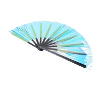 Omabeta Abanico Plegable Grande y Colorido, Abanico Artesanal de PVC Duradero para Rave, Tai Chi, Bodas, Fiestas de 25,2x13 Pulgadas