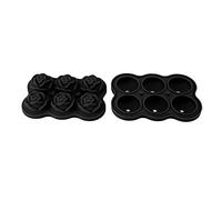 Omabeta Bandeja para Cubitos de Hielo Rose de Silicona para Cócteles y Whisky con Capacidad para 6 Cubitos, Perfecta para Fiestas y Eventos, Material sin BPA (Negra)