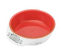 Omabeta Báscula para Alimentos para Mascotas, Cuenco con Medición Digital Precisa para Gatos, Perros, Capacidad de 11 Libras, Material ABS, 18x21cm (Roja)