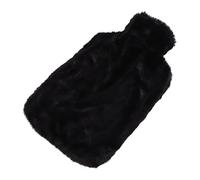 Omabeta Bolsa de Agua Caliente, 2000 Ml, Inyección de Agua, Bolsa Caliente con Funda de Felpa, Alivia las Molestias, Funda Lavable a Máquina, Boquilla Ancha para una Fácil Inyección de (Negra)