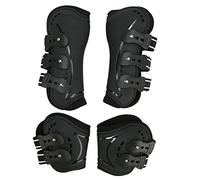 Omabeta Botas Delanteras para Patas Traseras de Caballo, Botas de Tendón de Caballo con Carcasa de PU con Forro de Neopreno, Frente Abierto, Transpirable, Absorción de Impactos, Hebillas (M)