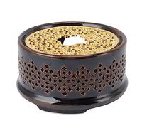 Omabeta Calentador de Tetera Base de Calidad de Hierro Cerámico para Calentador de té y café con Portavelas para Uso en el Hogar y la Oficina (Marrón)