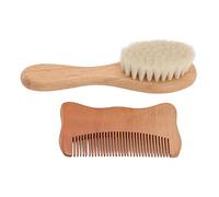 Omabeta Cepillo de Pelo de Madera para bebé, Conjunto de Peine, Cepillo de Masaje de Lana Natural Suave para Recién Nacidos, Hora del Baño