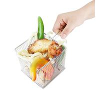 Omabeta Cesta de Patatas Fritas de Acero Inoxidable, Colador para Freír Alimentos con de Alambre para Patatas Fritas, Aros de Cebolla, Gambas, Uso en la Cocina del Hogar del Restaurante