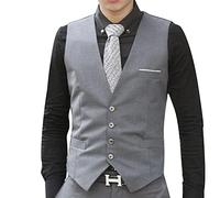 Omabeta Chaleco delgado de algod¨®n de color s¨®lido para negocios, elegante, cl¨¢sico, con ajuste consciente del cuerpo para el uso diario (gris, 2XL)