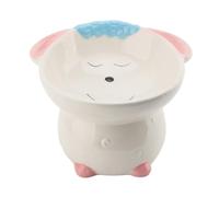 Omabeta Cuenco Elevado de Cerámica para Mascotas con Diseño de Oveja de Dibujos Animados para Gatos y Perros, Fácil Acceso y Hora de Comer Divertida para el Hogar, Material de Primera Calidad