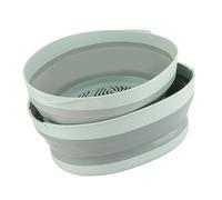 Omabeta Escurridor de Doble Capa, Almacenamiento Portátil Plegable de Verduras para Cocina, Viajes Al Aire Libre, Hecho de Plástico de Calidad Alimentaria (Verde Grande)