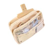 Omabeta Estuche Transparente para Lápices, Bolsa Transparente Multifuncional de Gran Capacidad para Estudiantes, PVC Beige, 1 Paquete