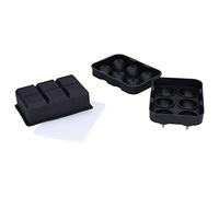 Omabeta Juego de Bandejas para Hielo con Diseño Antiadherente para una Fácil Liberación y Cócteles Perfectos para Fiestas, Restaurantes y el Hogar, Silicona Negra, 2 Piezas