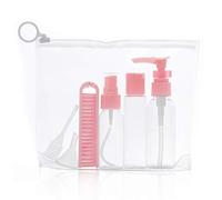 Omabeta Juego de Botellas de Viaje, Tarro de Crema Portátil Pequeño, Botellas de Spray a Prueba de Fugas con Bolsa de Aseo con Cremallera para champú, Loción, (Rosa)