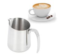 Omabeta Leche de Espuma Latte Latte Arte Café Creamer Cup 304 Acero Inoxidable con Picos de Inclinación y Marcas de Medición para Cafe Kitchen Home Barista (500 ml de plata)