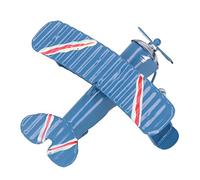 Omabeta Modelo de Avión en Miniatura de Arte de Hierro Retro para Decoración de Escritorio del Hogar, Amantes de la Aviación, Acabado Azul