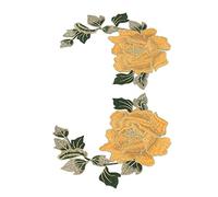 Omabeta Parches Bordados de Flores Hermoso Detalle para Accesorios de Ropa DIY 2 Unidades 6.7 En Fibra de Poliéster (Amarilla)