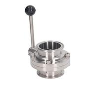 Omabeta Válvula de Mariposa de Acero Inoxidable con Manija de Abrazadera Rápida para Aplicaciones Sanitarias en Industrias Químicas y Lácteas (DE 57 mm)