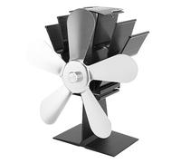 Omabeta Ventilador de Estufa de Leña Eficiente, Ventilador de Estufa de Calor de 5 Aspas para de Leña, Chimenea Ecológica para Uso Doméstico (Plata)