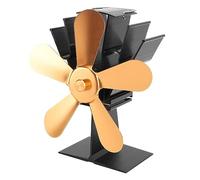 Omabeta Ventilador de Estufa de Leña Eficiente, Ventilador de Estufa de Calor de 5 Aspas para de Leña, Chimenea Ecológica para Uso Doméstico (Oro)