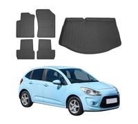 OMAC Alfombrillas & Bandeja Maletero Juego Compatible con Citroen C3 Hatchback 2009-2016 Goma 5X