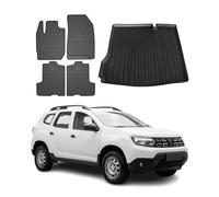 OMAC Alfombrillas & Bandeja Maletero Juego Compatible con Dacia Duster II 2018-2024 Goma Negro TPE 5X
