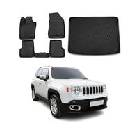 OMAC Alfombrillas & Bandeja Maletero Juego Compatible con Jeep Renegade 2014-2024 Goma TPE Negro 5X