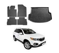 OMAC Alfombrillas & Bandeja Maletero Juego Compatible con Kia Sorento Lift 2009-2014 Goma Negro 5X