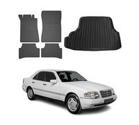 OMAC Alfombrillas & Bandeja Maletero Juego Compatible con Mercedes C Klasse W202 1993-2000 Goma 5X