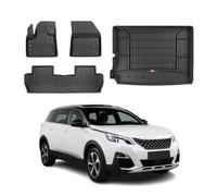 OMAC Alfombrillas & Bandeja Maletero Juego Compatible con Peugeot 5008 2017-2024 Goma Negro 4X