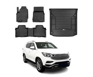 OMAC Alfombrillas & Bandeja Maletero Juego Compatible con SsangYong Rexton 2017-2026 Goma 4X