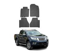 OMAC Alfombrillas de coche para todas las condiciones meteorológicas, compatibles con Nissan Navara II 2016 - 2022, ajuste 3D, borde alto, alfombrillas de goma, color negro