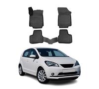 OMAC Alfombrillas de coche para todo tipo de clima, compatibles con Seat MII 2011-2021, ajuste 3D, borde alto, alfombrillas de goma, 4 piezas, color negro, alfombrilla coche conductor