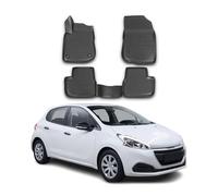 OMAC Alfombrillas de coche para todo tipo de clima para 208 2012 - 2019, ajuste 3D, borde alto, alfombrillas de goma, alfombrillas para todo tipo de clima, color negro, 4 piezas