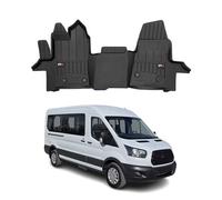 OMAC Alfombrillas de Coche prémium compatibles con Ford Transit Custom 2019 - 2022 | Alfombrillas de Coche Borde Alto deantideslizante para Todas Las Condiciones climas 3D Negro TPE