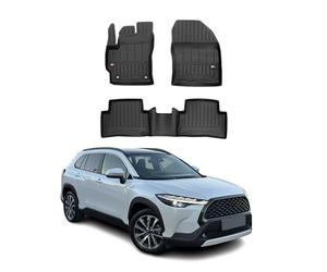OMAC Alfombrillas de goma, Alfombras Coche compatibles con Toyota Corolla Cross 2022-2024 Premium 3D Negro TPE 3 TLG