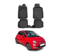 OMAC Alfombrillas de Goma Alfombrillas Compatibles con FIAT 500 500C 2007-2020 TPE Alfombrillas de Coche Negro 4X
