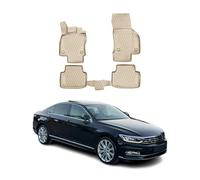 OMAC Alfombrillas de Goma Alfombrillas Compatibles con VW Passat B8 2014-2023 TPE Alfombrillas de Coche Beige 4X