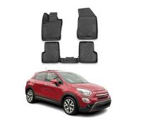 OMAC Alfombrillas de Goma para Fiat 500X 2014-2025 TPE, Color Negro, 4 Unidades