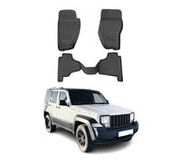 OMAC Alfombrillas para Jeep Liberty 2008-2012, Color Negro, Juego de Forro 3D para Asiento Delantero y de Segunda Fila, Ajuste Costum para Todo Tipo de Clima, Accesorios automotrices