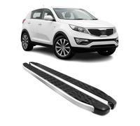 OMAC ALU Estribos Laterales Faldones Compatible con Kia Sportage 2010-2015 Negro Plata