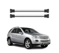 OMAC Baca básica compatible con Mercedes Clase ML W164 2005-2011, aluminio, 75 kg, plata, 2 piezas, para portabicicletas, cajas de techo, portaesquís, con cerradura