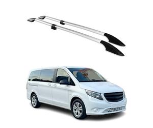OMAC Baca portaequipajes Compatible con Mercedes Vito W639 W447 2003-2022 L2 | Accesorio Interior del Coche, protección contra arañazos, Borde Autoadhesivo de Acero Inoxidable ALU Gris