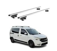OMAC Barras de Techo Aluminio certificadas TÜV para Dacia Dokker 2012-2022 - para rieles de Techo estándar - Raíl T-Slot - Carga máx 90 kg - 2 Cierres Gris