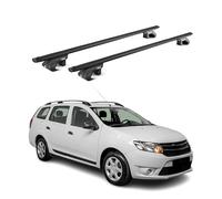 OMAC Barras de Techo Aluminio certificadas TÜV para Dacia Logan MCV Familiar 2007-2020 - para rieles de Techo estándar - Raíl T-Slot - Carga máx 90 kg - 2 Cierres Negro