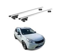 OMAC Barras de Techo Aluminio certificadas TÜV para Dacia Sandero Stepway 2010-2012 - para rieles de Techo estándar - Raíl T-Slot - Carga máx 90 kg - 2 Cierres Gris