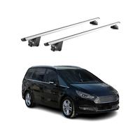 OMAC Barras de Techo Aluminio certificadas TÜV para Ford Galaxy III 2015-2023 - para rieles de Techo Integrados - Raíl T-Slot - Carga máx 100 kg - 2 Cierres Gris