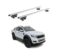 OMAC Barras de Techo Aluminio certificadas TÜV para Ford Ranger T6 P375 2011-2022 - para rieles de Techo estándar - Raíl T-Slot - Carga máx 90 kg - 2 Cierres Gris