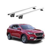 OMAC Barras de Techo Aluminio certificadas TÜV para MG EHS 2021-2025 - para rieles de Techo Integrados - Raíl T-Slot - Carga máx 100 kg - 2 Cierres Gris