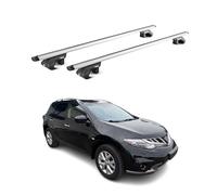 OMAC Barras de Techo Aluminio certificadas TÜV para Nissan Murano II 2009-2014 - para rieles de Techo estándar - Raíl T-Slot - Carga máx 90 kg - 2 Cierres Gris