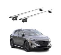 OMAC Barras portaequipajes básicas compatibles con Nissan Qashqai J12 2021-2025, aluminio ABE, 100 kg, plata, 2 piezas, rieles cerrados para portabicicletas, cajas de techo, portaesquís, portaesquís